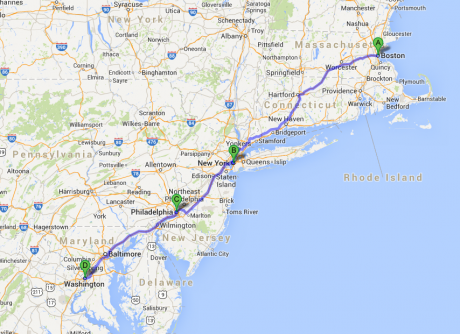 USA Ostküste Reise Route Boston - New York - Philadelphia - Washington