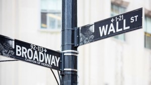 Wall Street und Broadway Straßenkreuzung in New York City